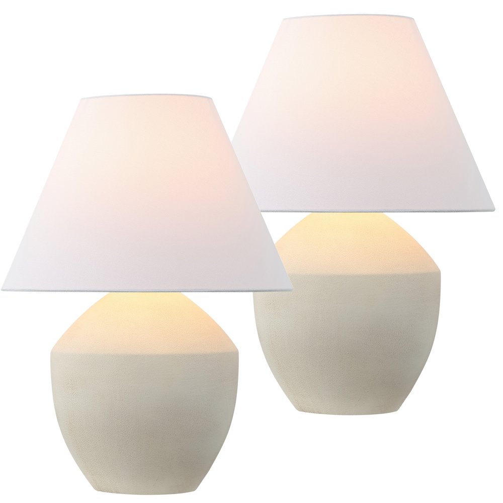 Resin/Iron LED Table Lamp, Matte Cream (Set of 2). Picture 1