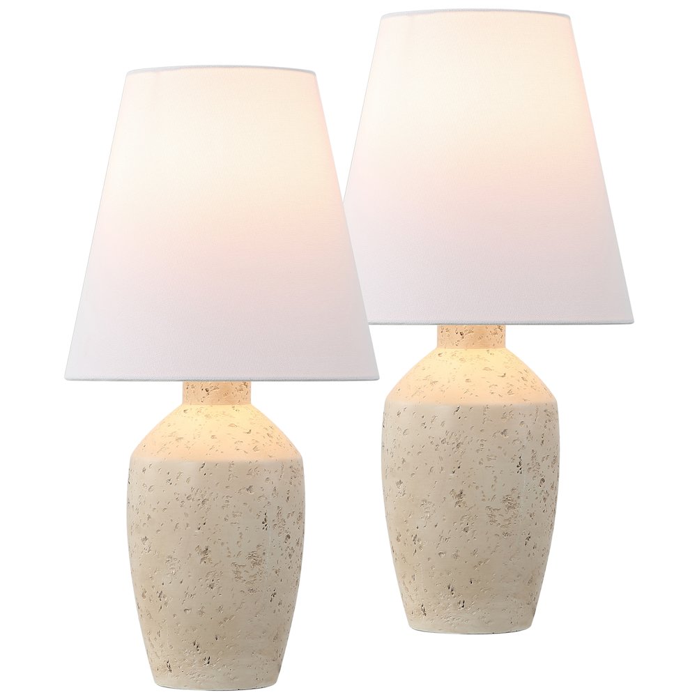 Concrete Effect Resin/Iron Ginger Jar LED Table Lamp, Matte Cream (Set of 2). Picture 1