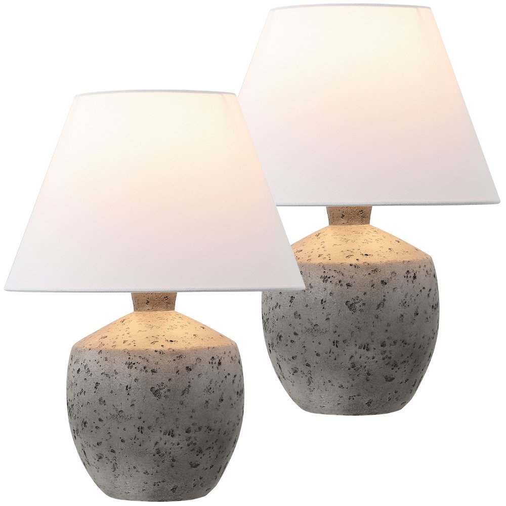 Concrete Effect Resin/Iron LED Table Lamp, Antique Gray (Set of 2). Picture 1