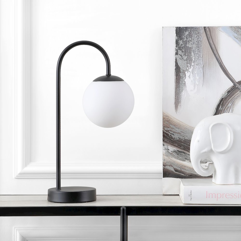 Arco Iron/Glass Minimalist Mid Century Globe Led Table Lamp. Picture 6
