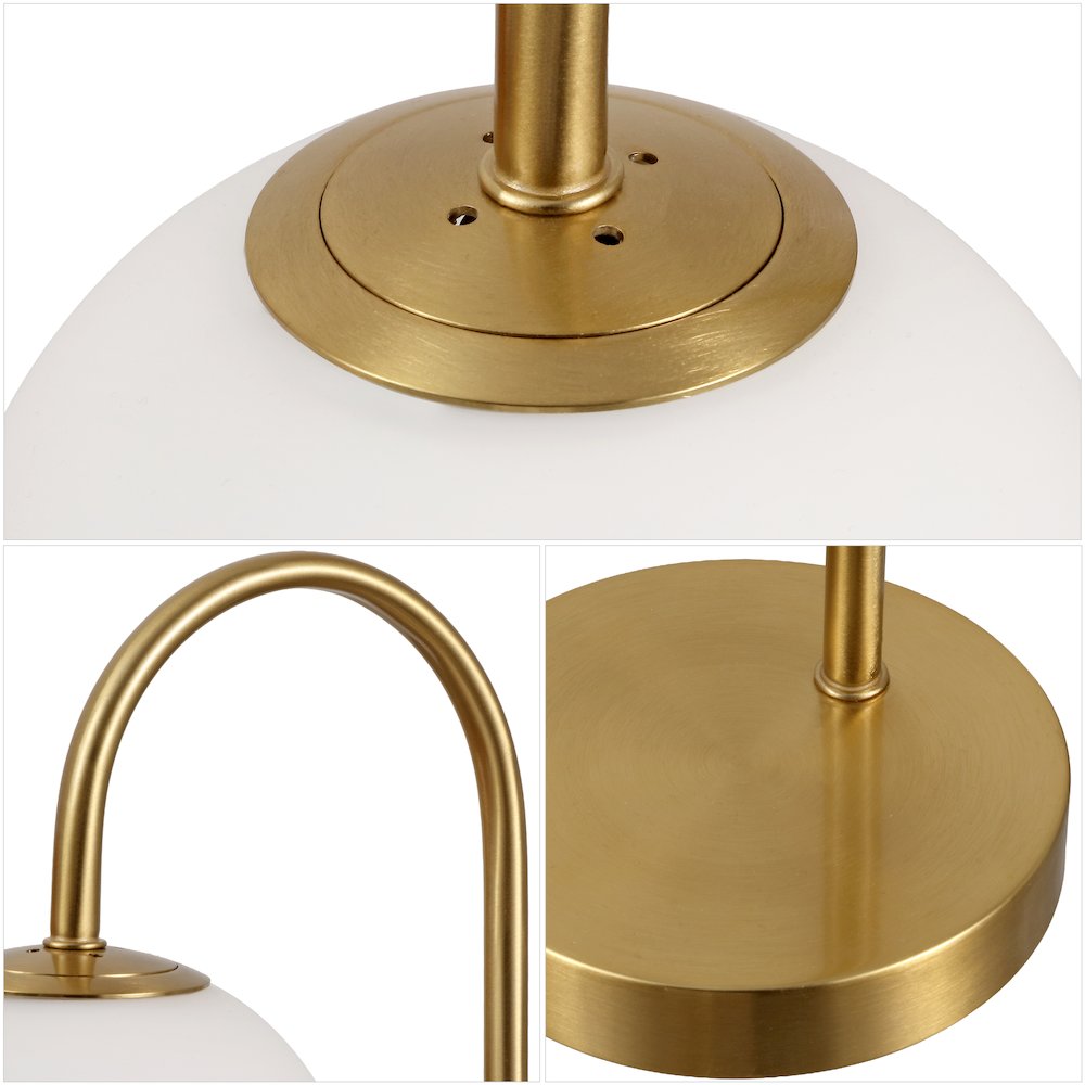 Arco Arched Metal/Glass LED Table Lamp with Frosted Globe Shade. Picture 4