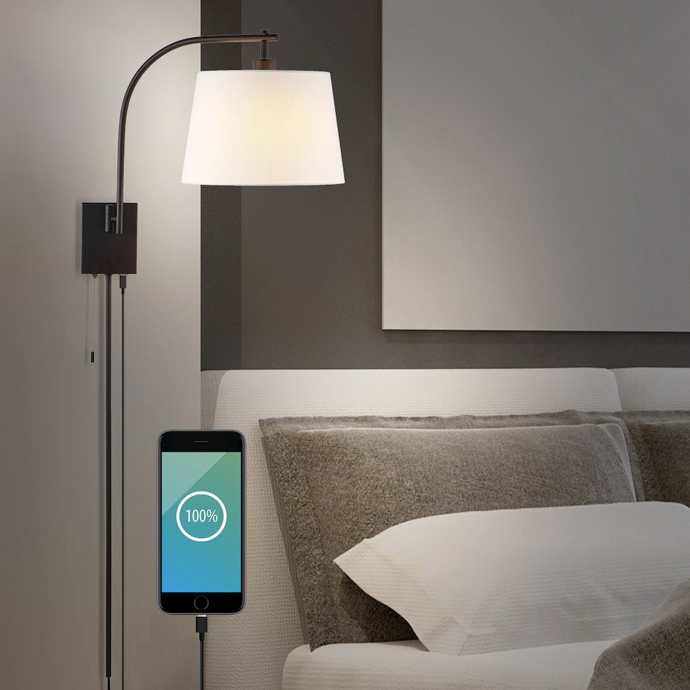 Plug-In Or Hardwired Iron Led Gooseneck Swing Arm Wall Sconce. Picture 1