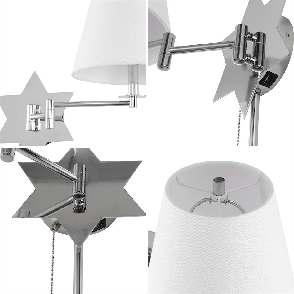 French Country Swing Arm Plug-In Or Hardwired Iron Led Star Wall Sconce. Picture 5