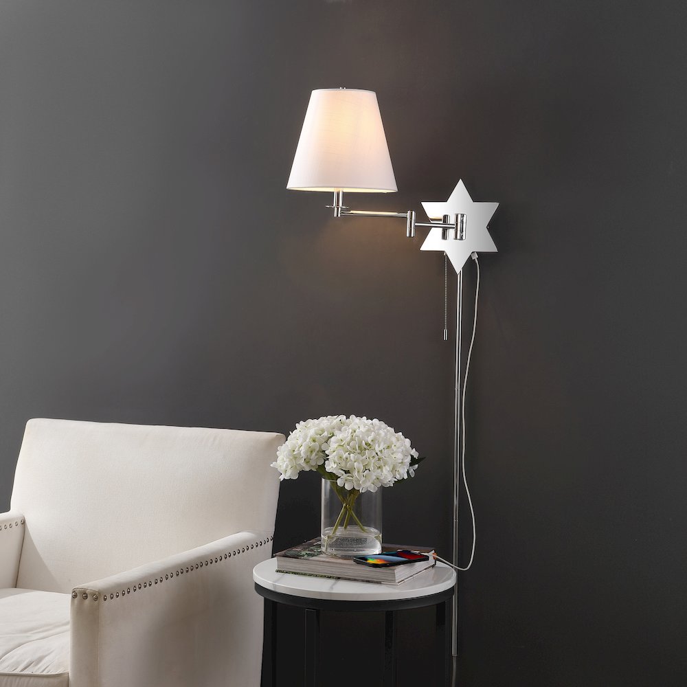 French Country Swing Arm Plug-In Or Hardwired Iron Led Star Wall Sconce. Picture 7