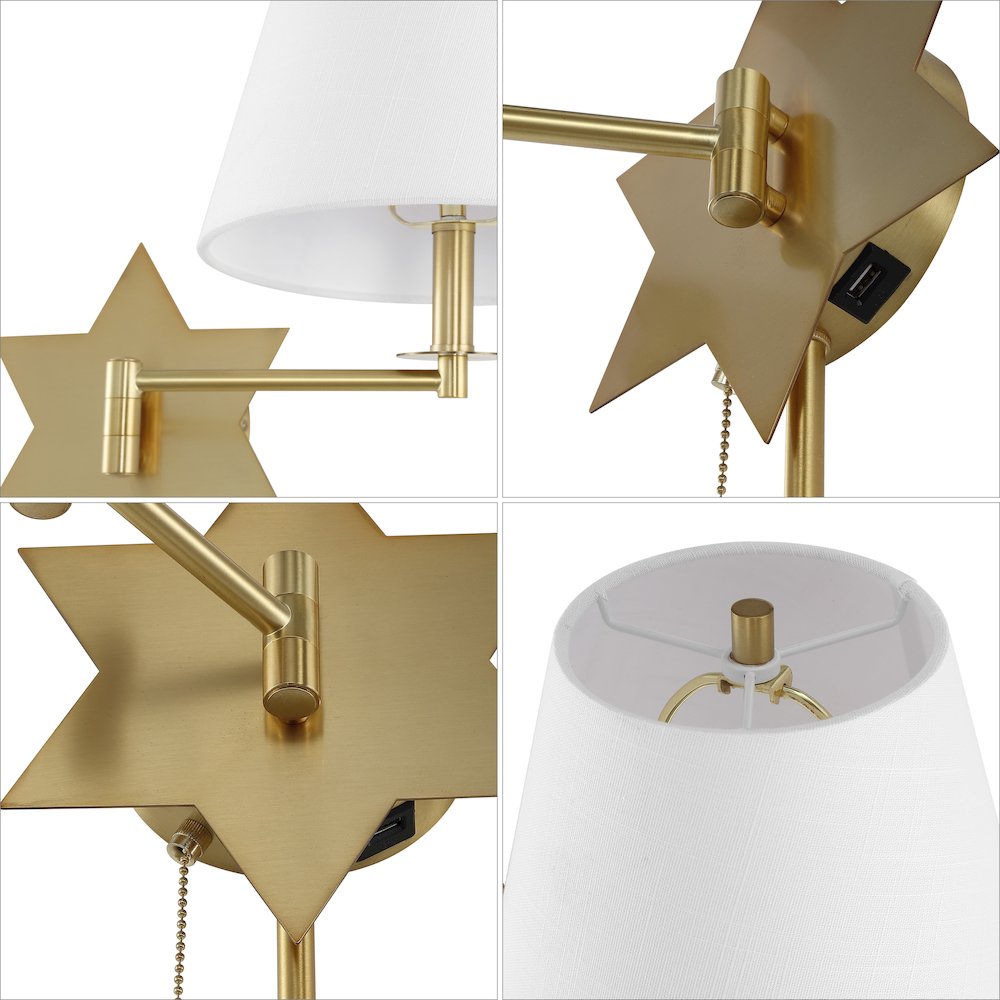 French Country Swing Arm Plug-In Or Hardwired Iron Led Star Wall Sconce. Picture 5
