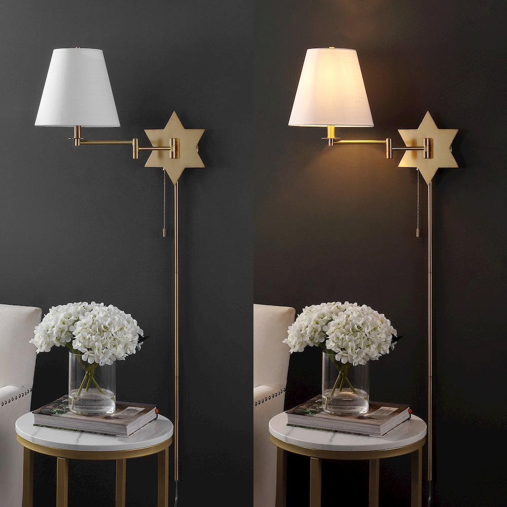 French Country Swing Arm Plug-In Or Hardwired Iron Led Star Wall Sconce. Picture 6