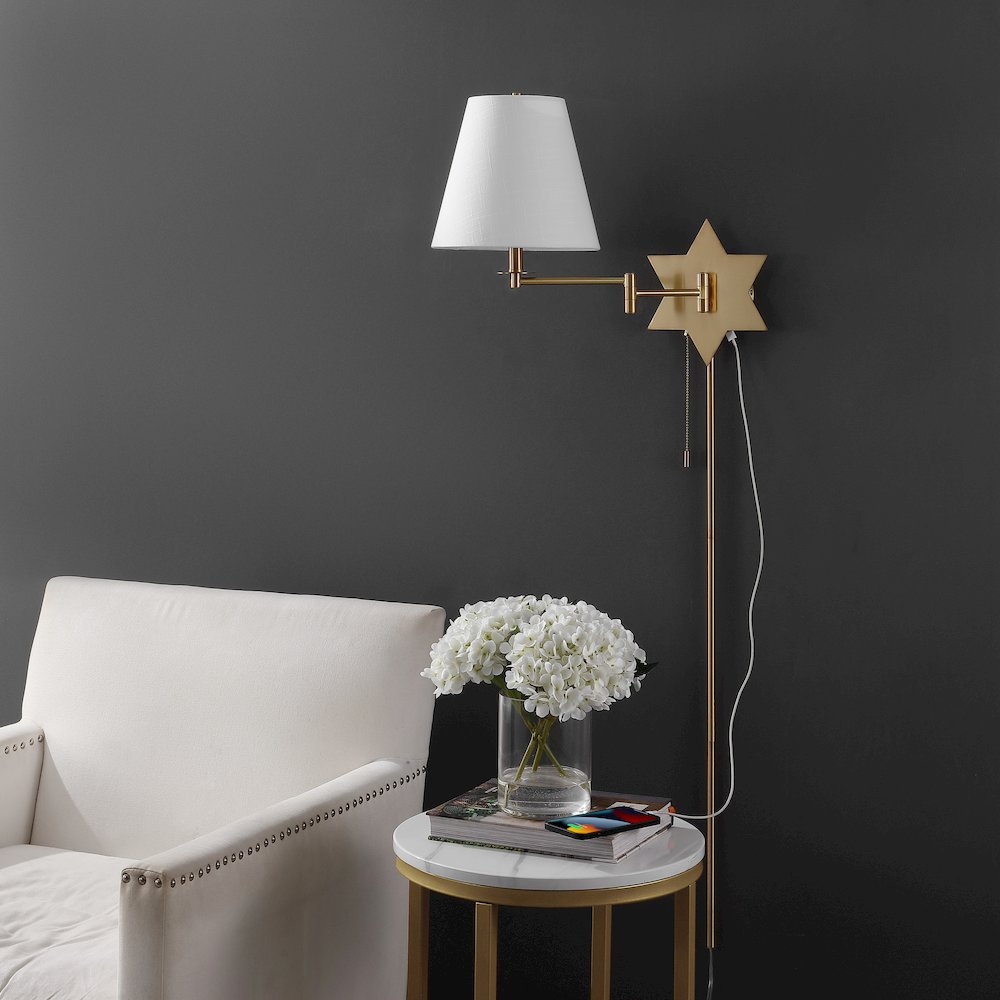 French Country Swing Arm Plug-In Or Hardwired Iron Led Star Wall Sconce. Picture 8