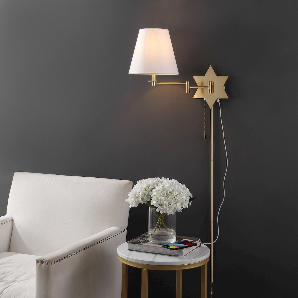French Country Swing Arm Plug-In Or Hardwired Iron Led Star Wall Sconce. Picture 7