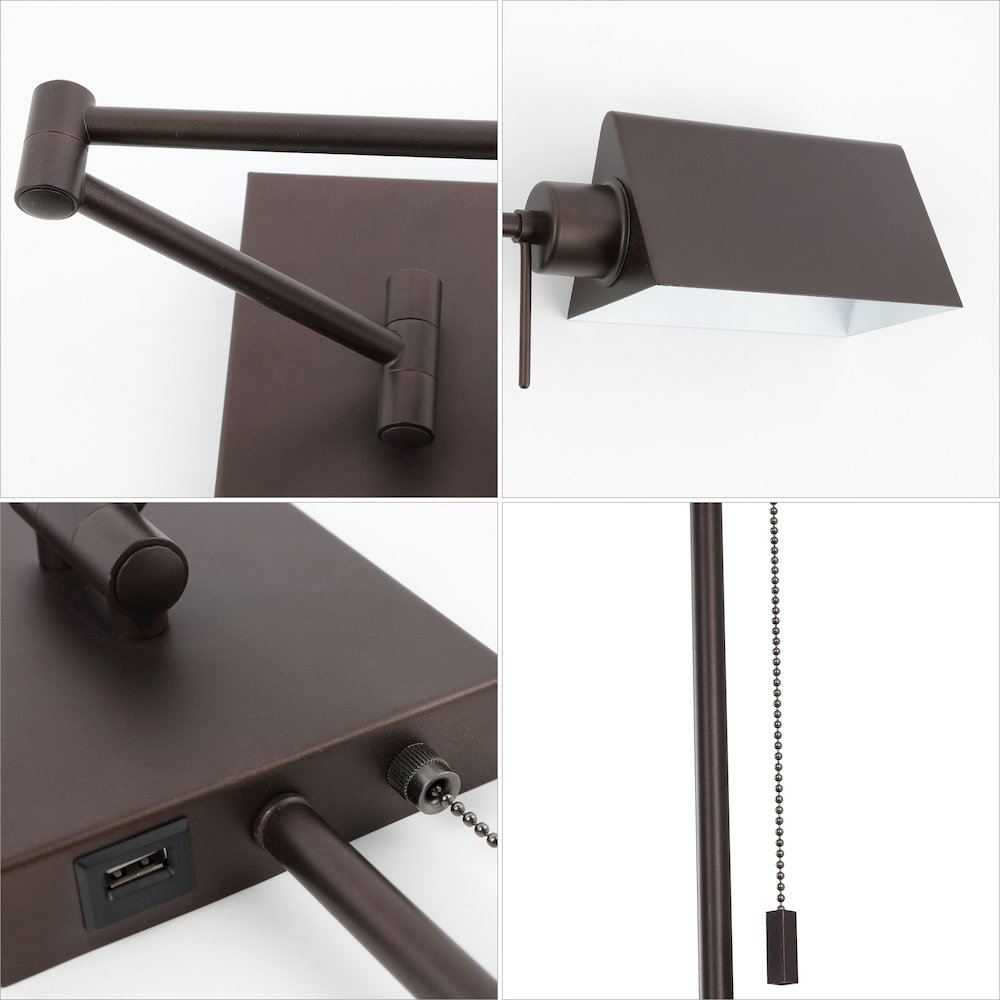 Industrial Single Swing Arm Plug In Or Hardwired Iron Led Wall Sconce. Picture 5