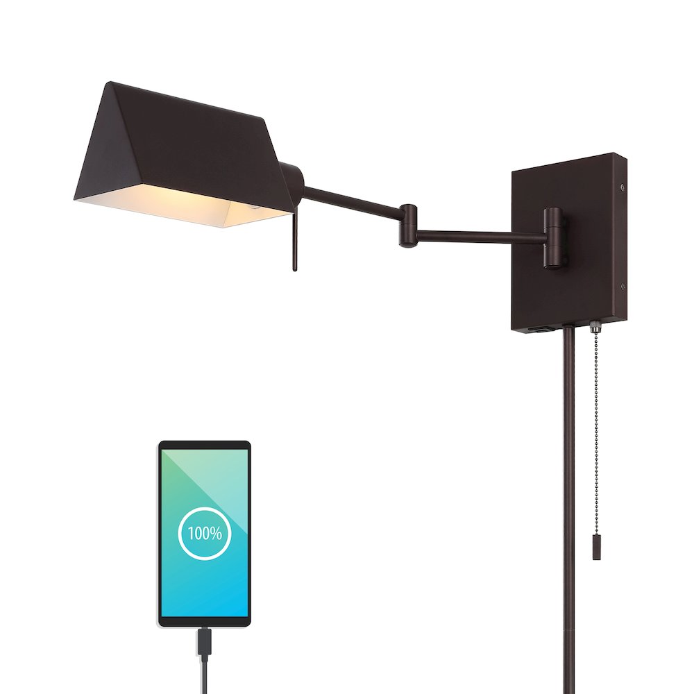 Industrial Single Swing Arm Plug In Or Hardwired Iron Led Wall Sconce. Picture 6