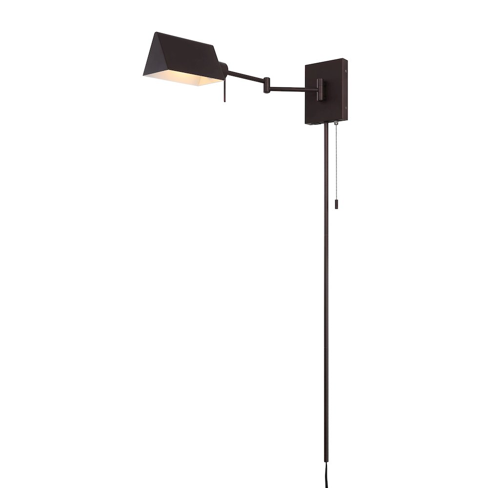 Industrial Single Swing Arm Plug In Or Hardwired Iron Led Wall Sconce. Picture 1