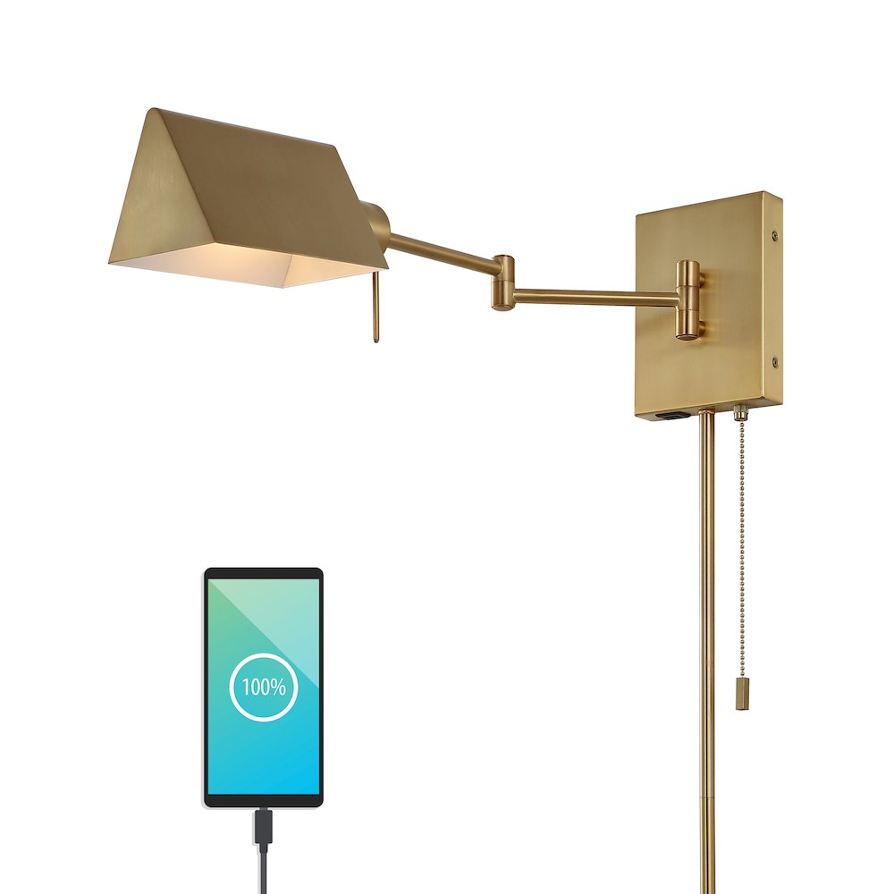Industrial Single Swing Arm Plug In Or Hardwired Iron Led Wall Sconce. Picture 6