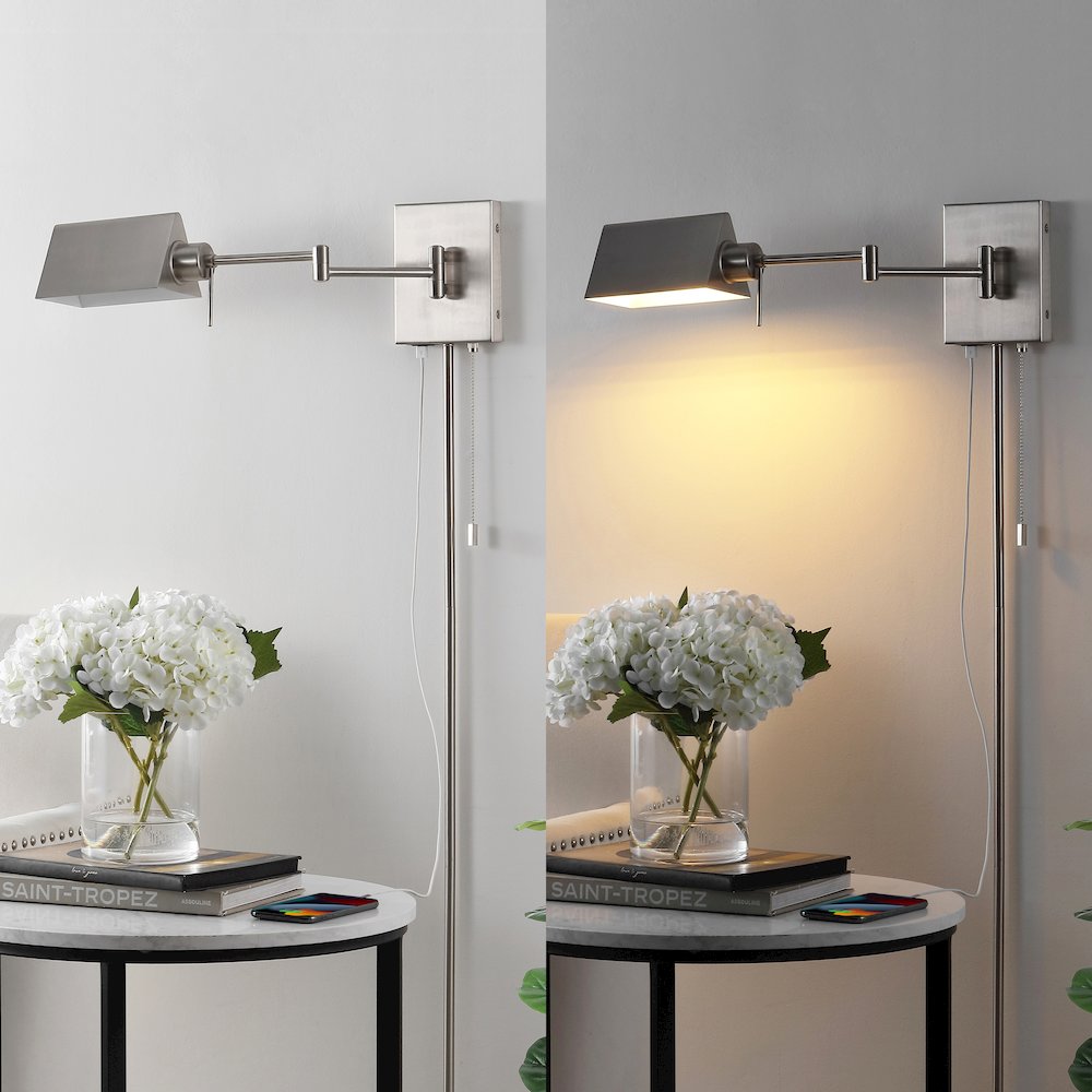 Industrial Single Swing Arm Plug In Or Hardwired Iron Led Wall Sconce. Picture 11