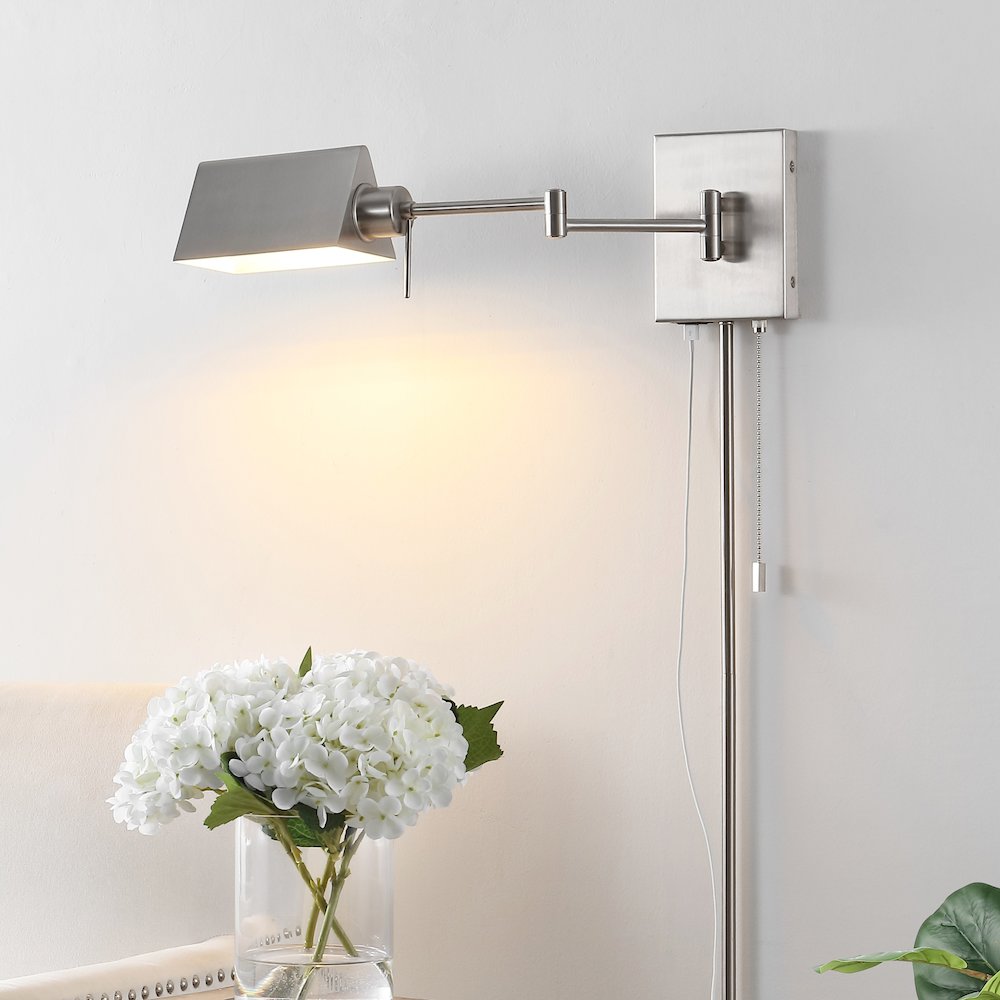 Industrial Single Swing Arm Plug In Or Hardwired Iron Led Wall Sconce. Picture 7