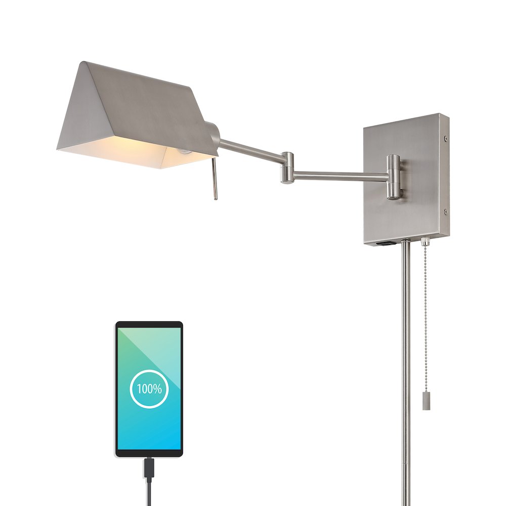 Industrial Single Swing Arm Plug In Or Hardwired Iron Led Wall Sconce. Picture 6