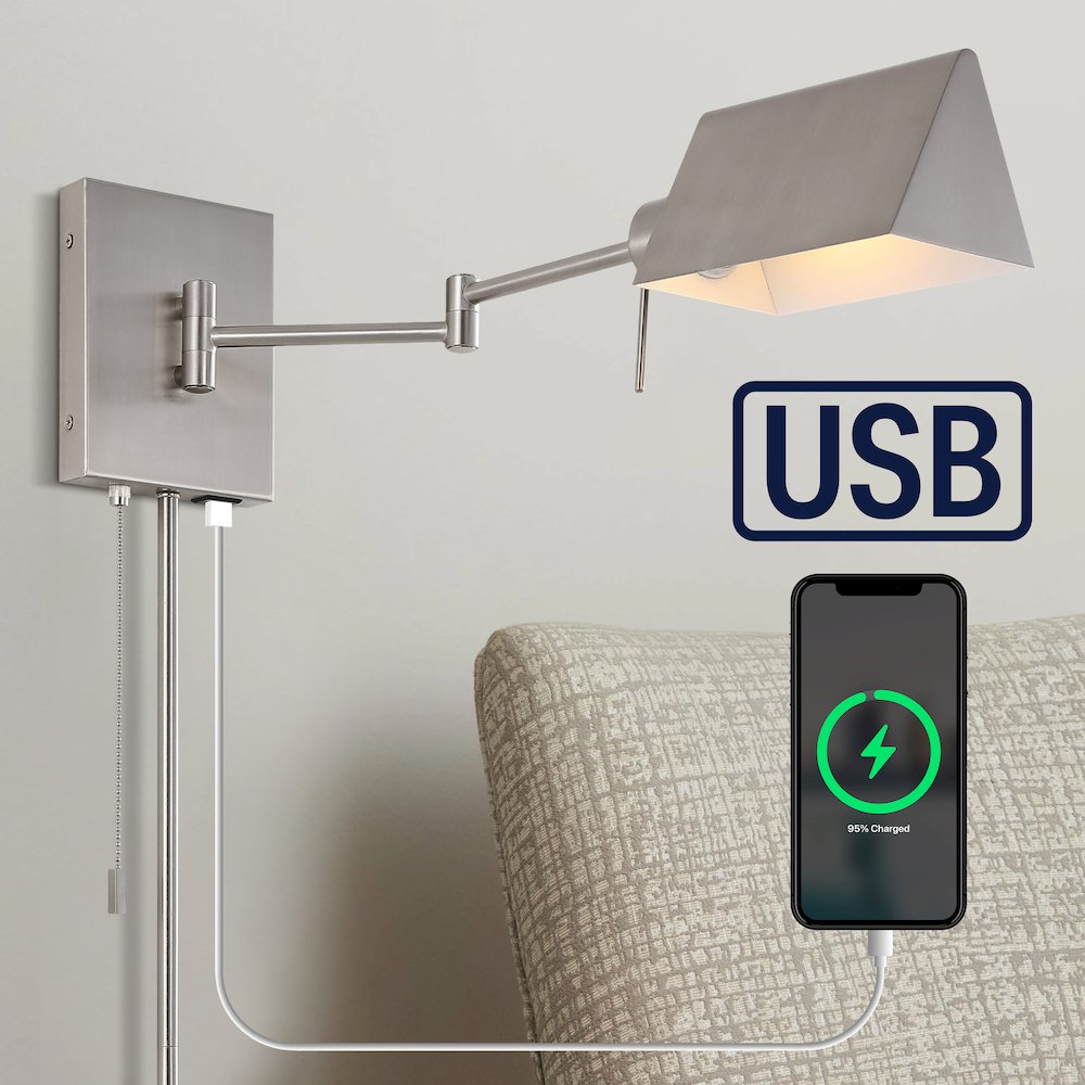 Industrial Single Swing Arm Plug In Or Hardwired Iron Led Wall Sconce. Picture 10