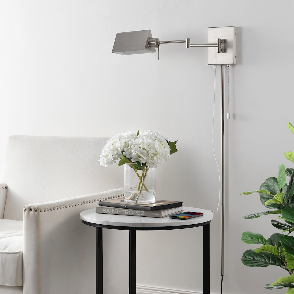 Industrial Single Swing Arm Plug In Or Hardwired Iron Led Wall Sconce. Picture 4