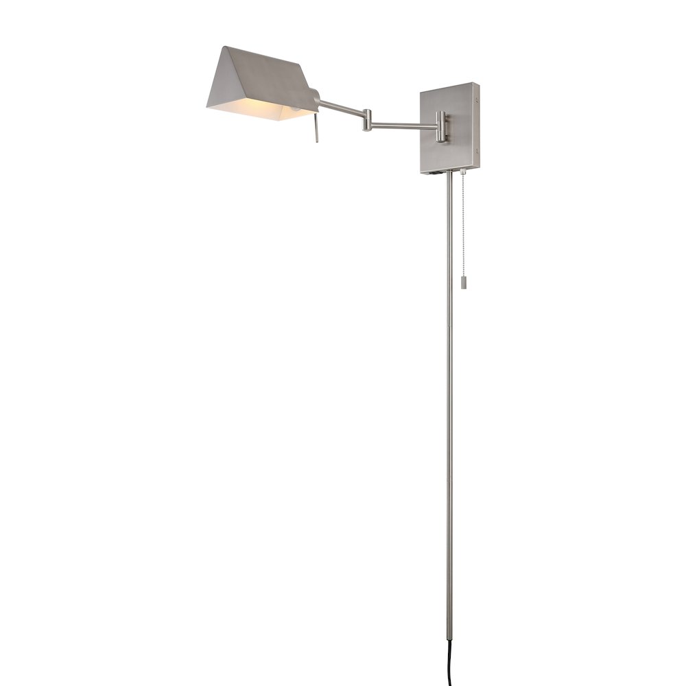 Industrial Single Swing Arm Plug In Or Hardwired Iron Led Wall Sconce. Picture 1