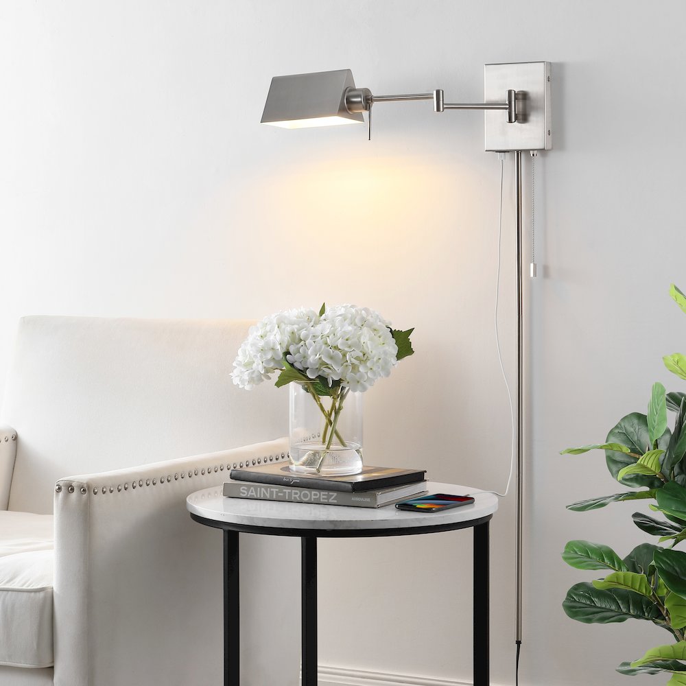 Industrial Single Swing Arm Plug In Or Hardwired Iron Led Wall Sconce. Picture 3