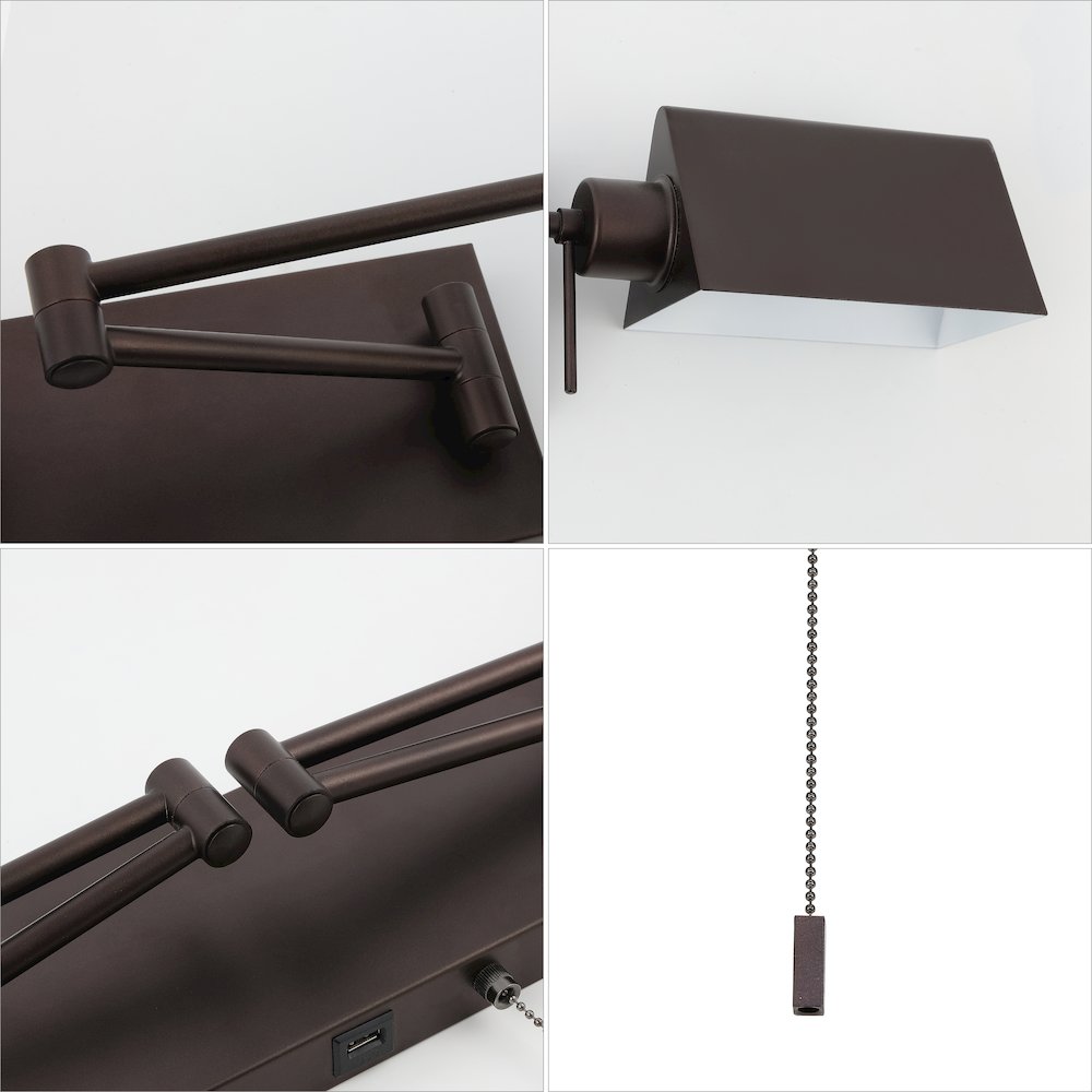 Industrial Single Swing Arm Plug In Or Hardwired Iron Led Wall Sconce. Picture 9