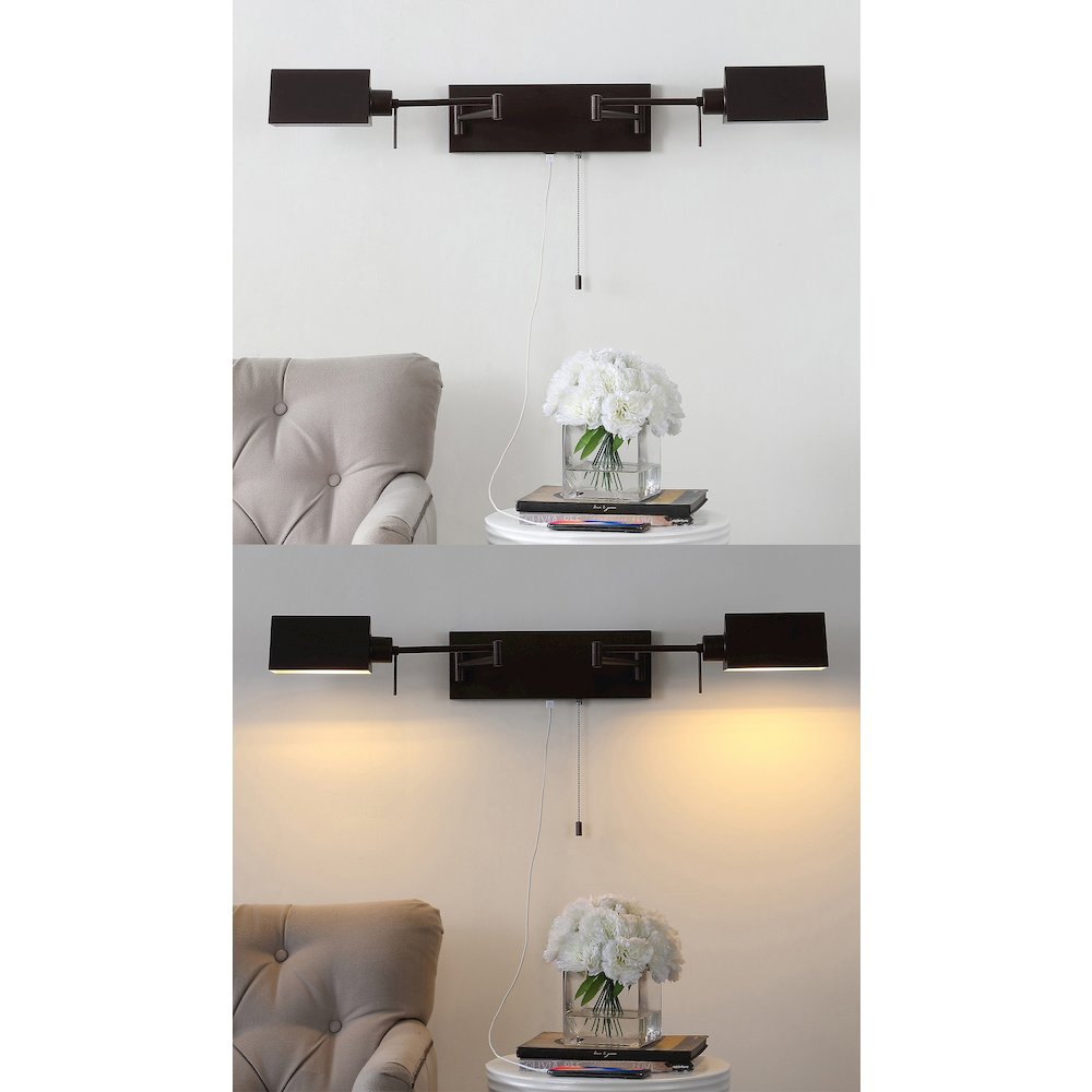 Industrial Single Swing Arm Plug In Or Hardwired Iron Led Wall Sconce. Picture 15