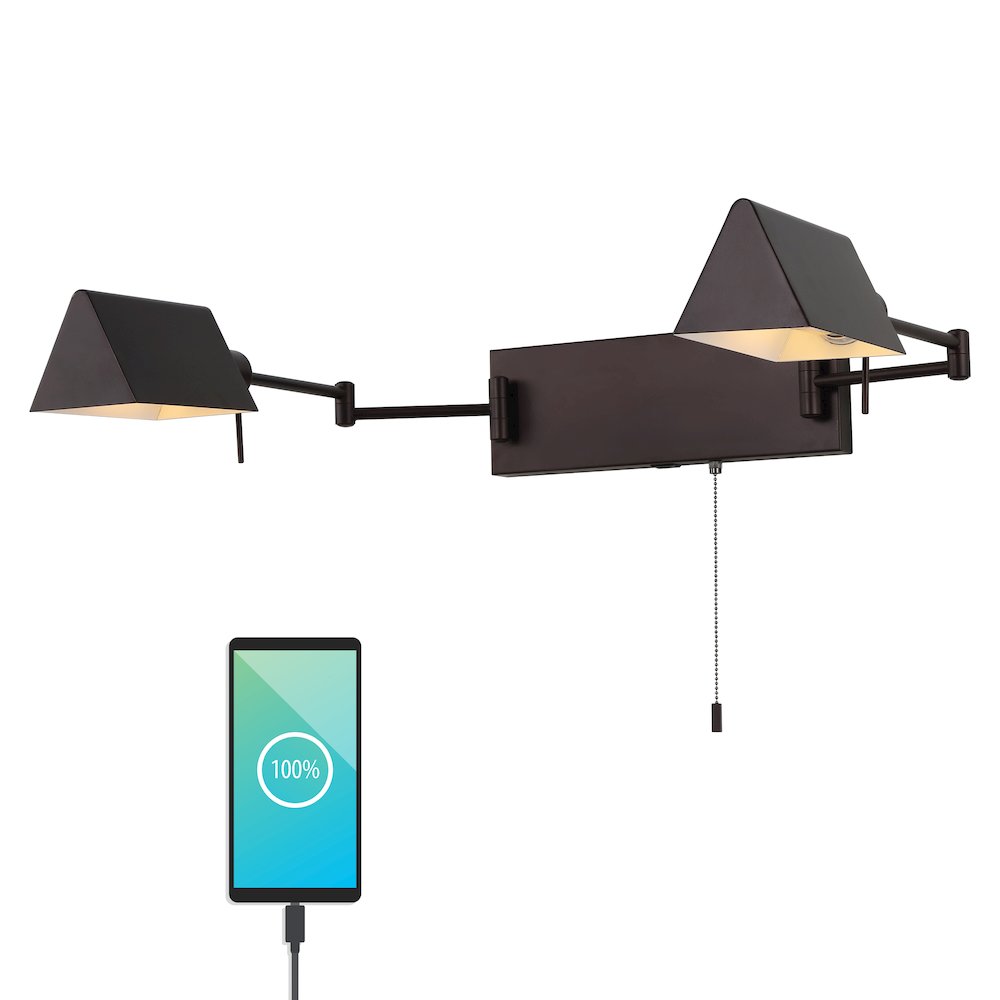 Industrial Single Swing Arm Plug In Or Hardwired Iron Led Wall Sconce. Picture 10