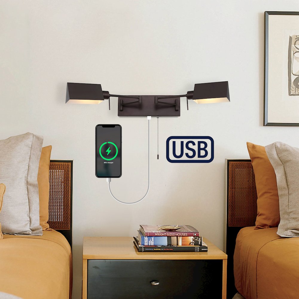 Industrial Single Swing Arm Plug In Or Hardwired Iron Led Wall Sconce. Picture 12