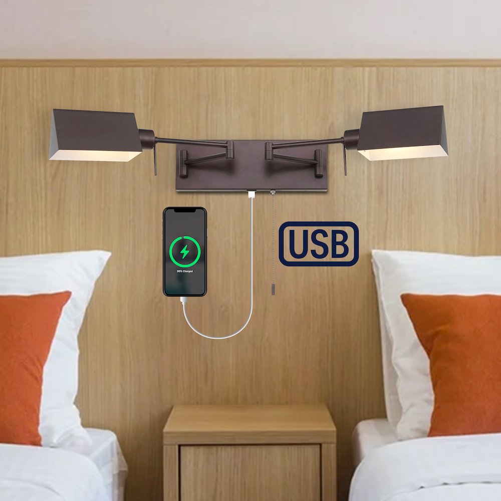 Industrial Single Swing Arm Plug In Or Hardwired Iron Led Wall Sconce. Picture 13