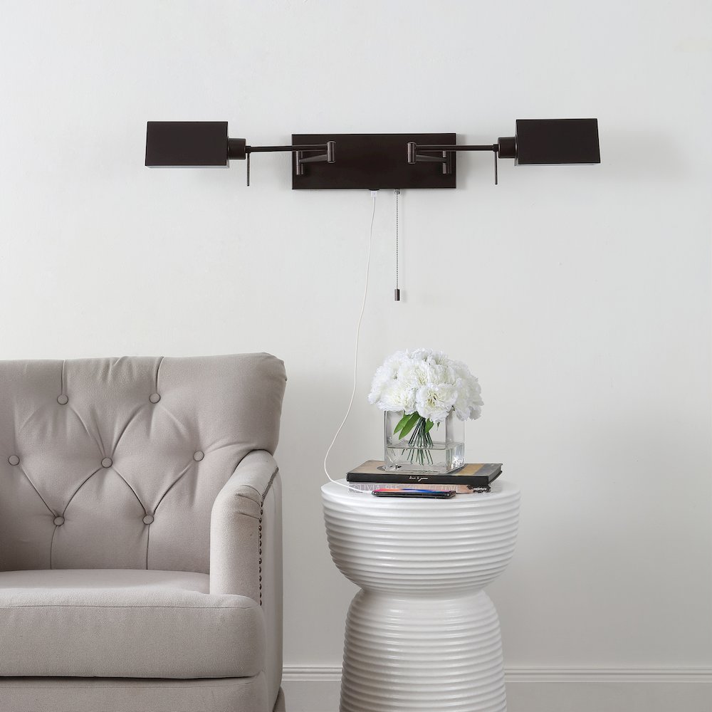 Industrial Single Swing Arm Plug In Or Hardwired Iron Led Wall Sconce. Picture 8
