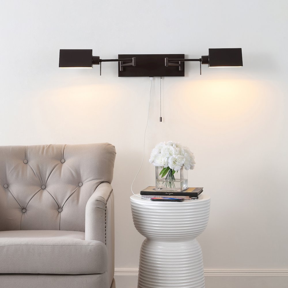 Industrial Single Swing Arm Plug In Or Hardwired Iron Led Wall Sconce. Picture 7