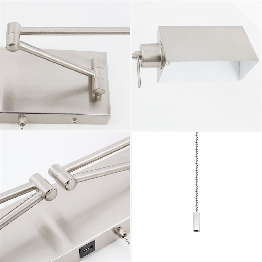 Industrial Single Swing Arm Plug In Or Hardwired Iron Led Wall Sconce. Picture 9