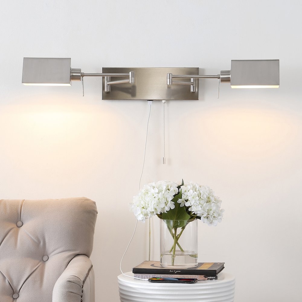 Industrial Single Swing Arm Plug In Or Hardwired Iron Led Wall Sconce. Picture 11