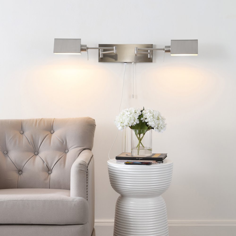 Industrial Single Swing Arm Plug In Or Hardwired Iron Led Wall Sconce. Picture 7