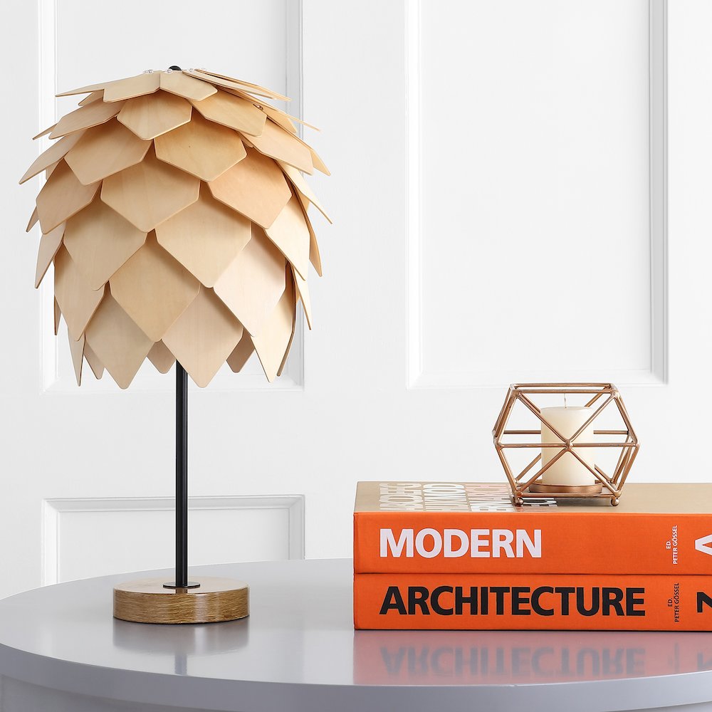 Simon Pinecone Wood/Metal Led Table Lamp. Picture 6