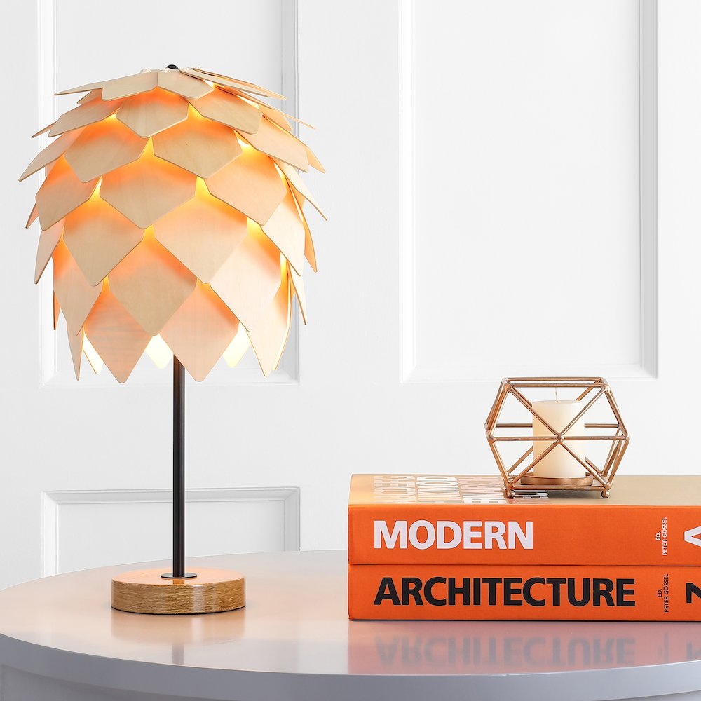 Simon Pinecone Wood/Metal Led Table Lamp. Picture 5