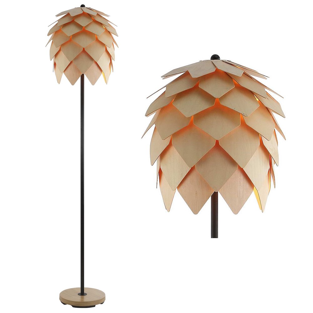 Simon Pinecone Wood/Metal Led Floor Lamp. Picture 7