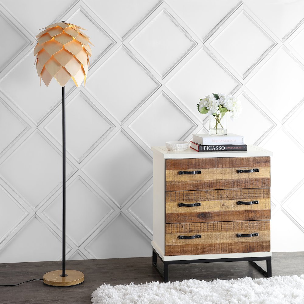 Simon Pinecone Wood/Metal Led Floor Lamp. Picture 5