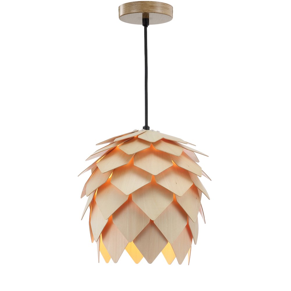 Simon Pinecone Wood Led Pendant. Picture 1