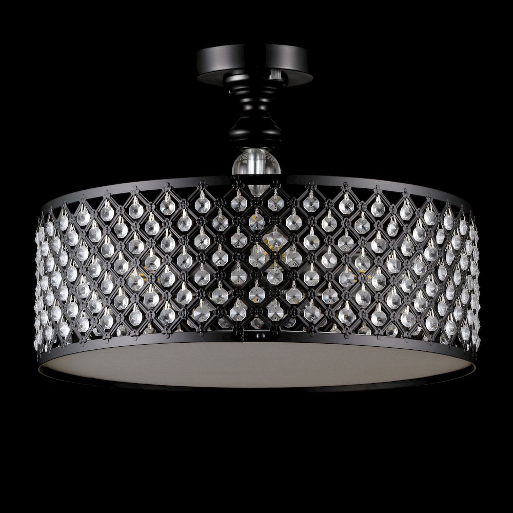 Elise Crystal/Metal Drum Semi Flush Mount. Picture 4