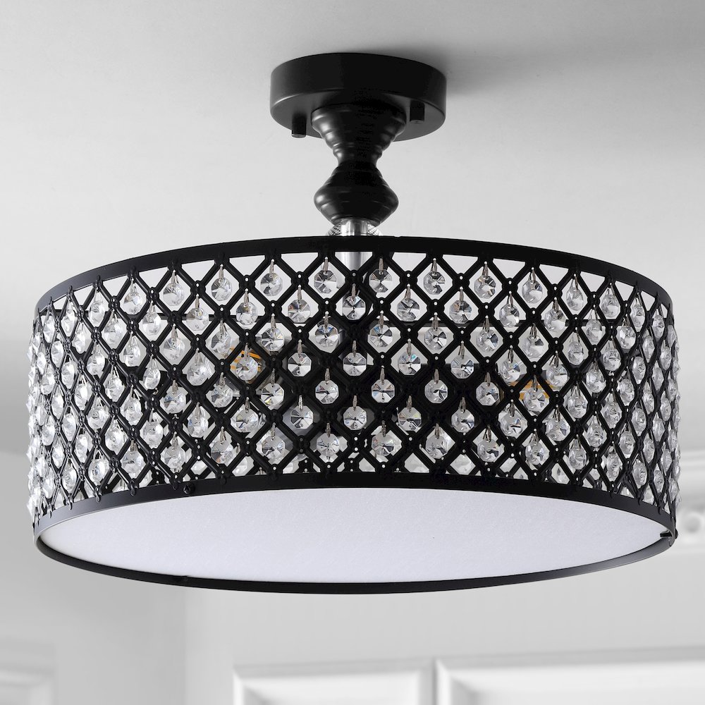 Elise Crystal/Metal Drum Semi Flush Mount. Picture 8