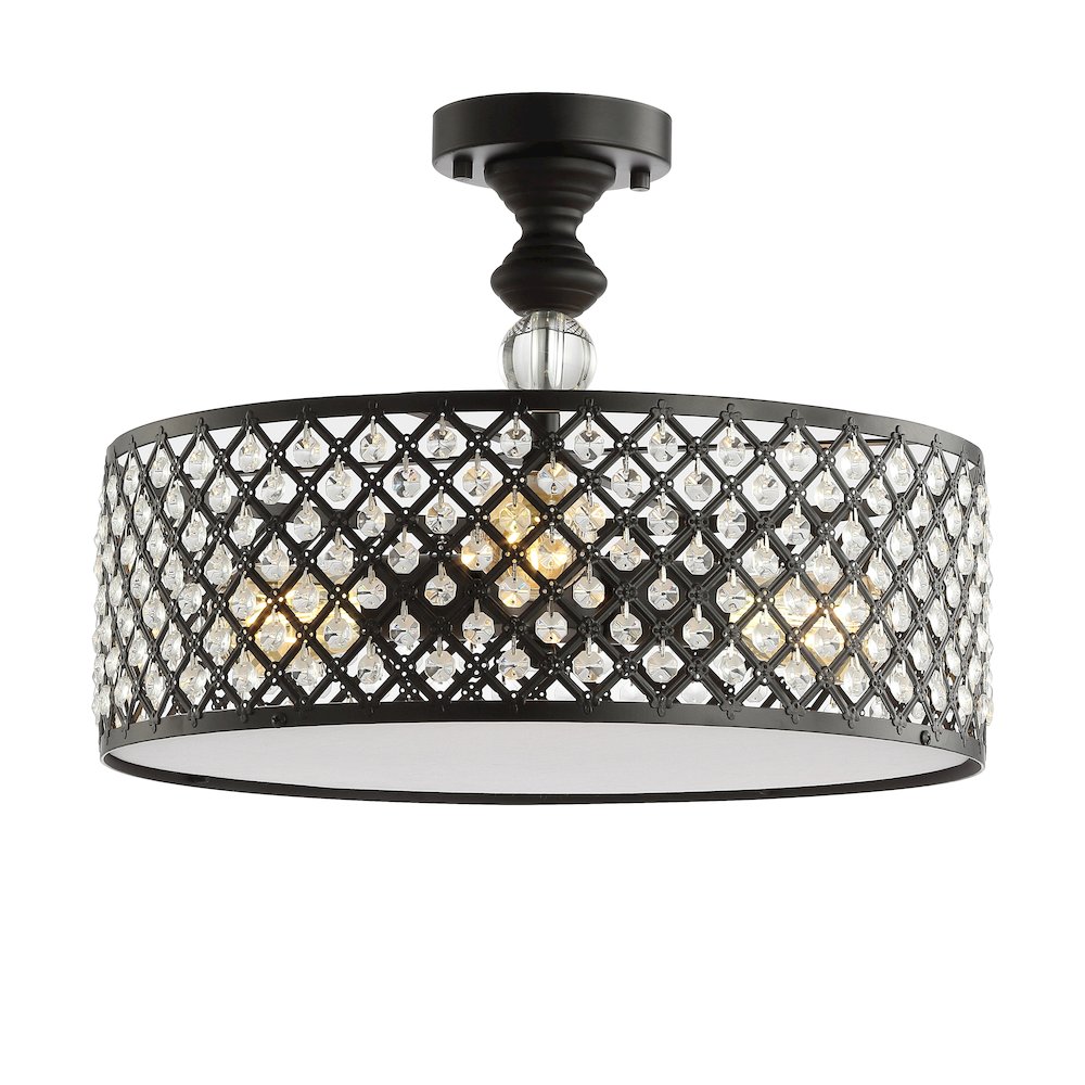 Elise Crystal/Metal Drum Semi Flush Mount. Picture 1