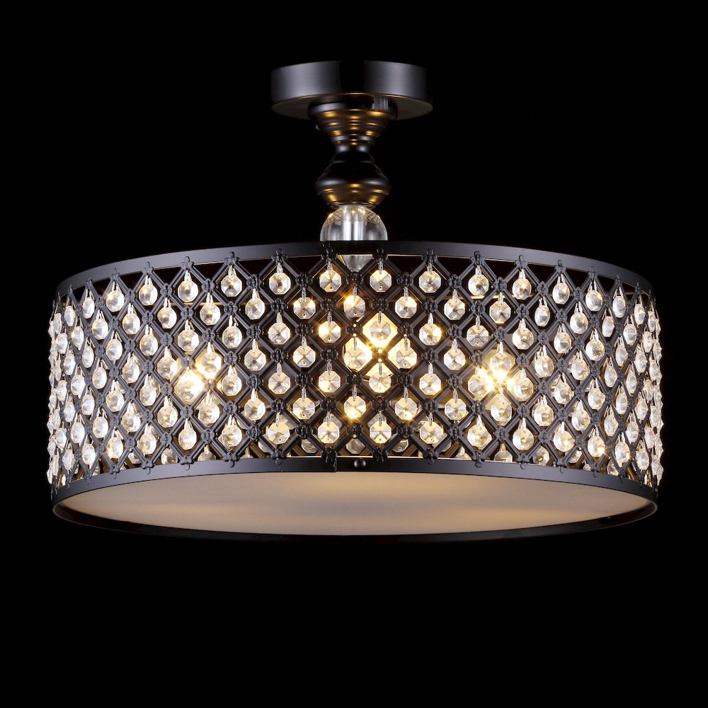 Elise Crystal/Metal Drum Semi Flush Mount. Picture 3