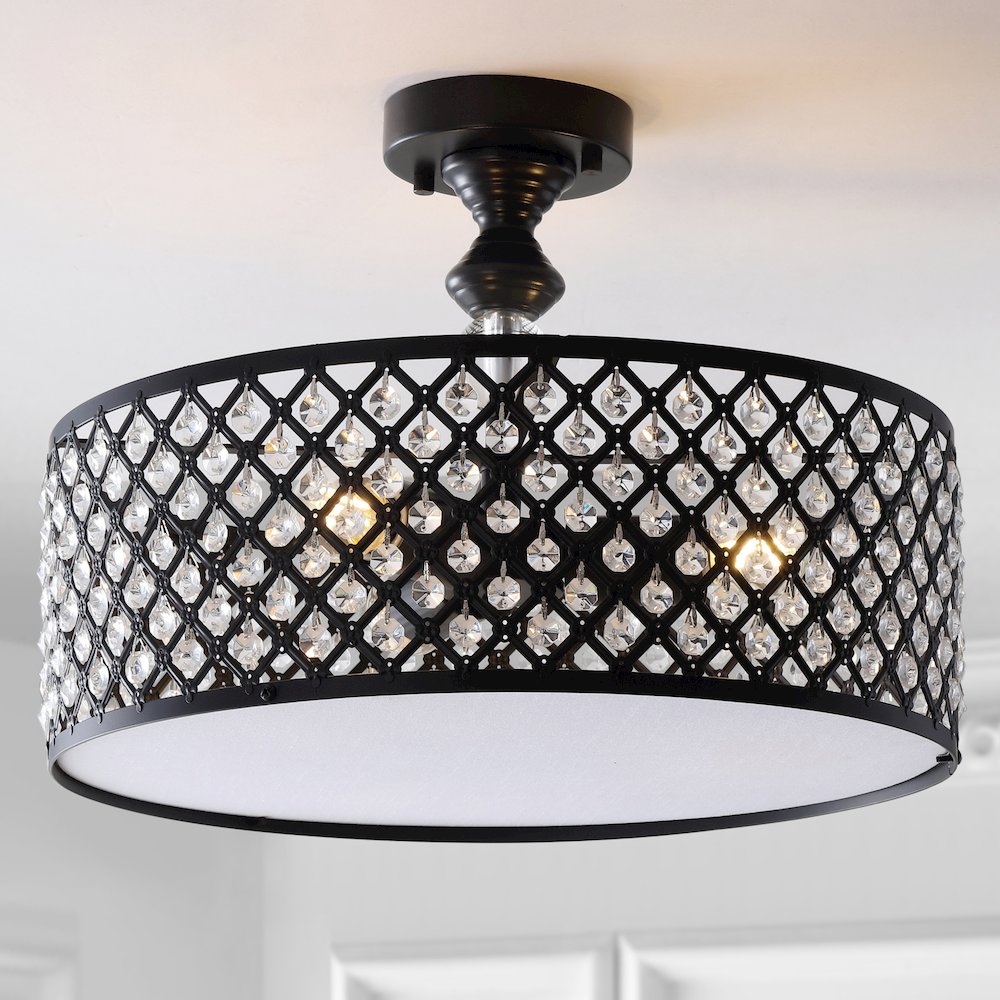 Elise Crystal/Metal Drum Semi Flush Mount. Picture 7