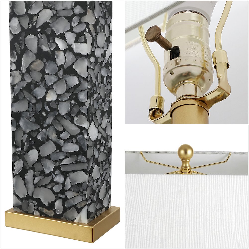 Elizabeth Alabaster Terrazzo LED Table Lamp with Nightlight Base. Picture 4