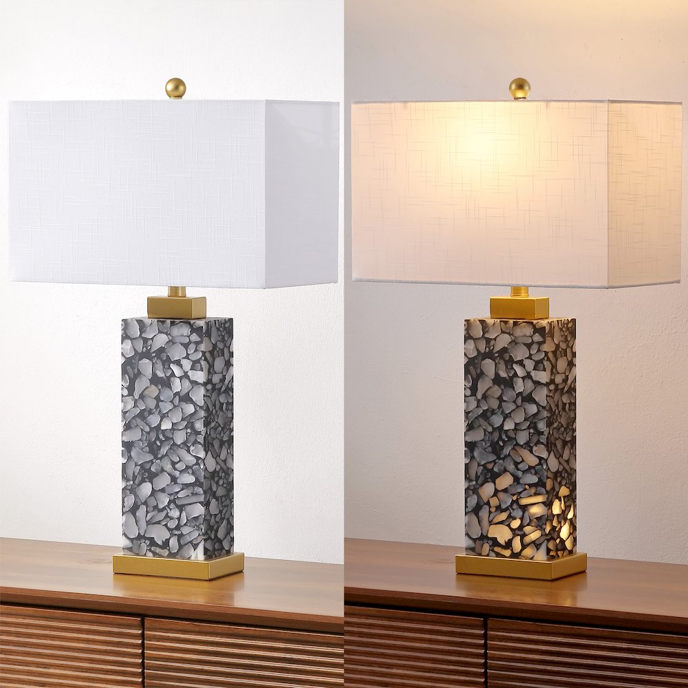 Elizabeth Alabaster Terrazzo LED Table Lamp with Nightlight Base. Picture 7