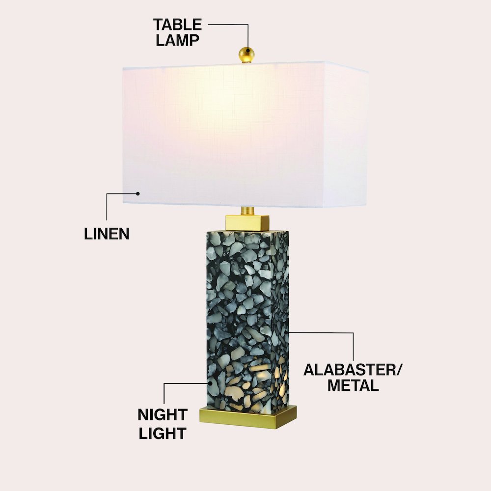 Elizabeth Alabaster Terrazzo LED Table Lamp with Nightlight Base. Picture 3