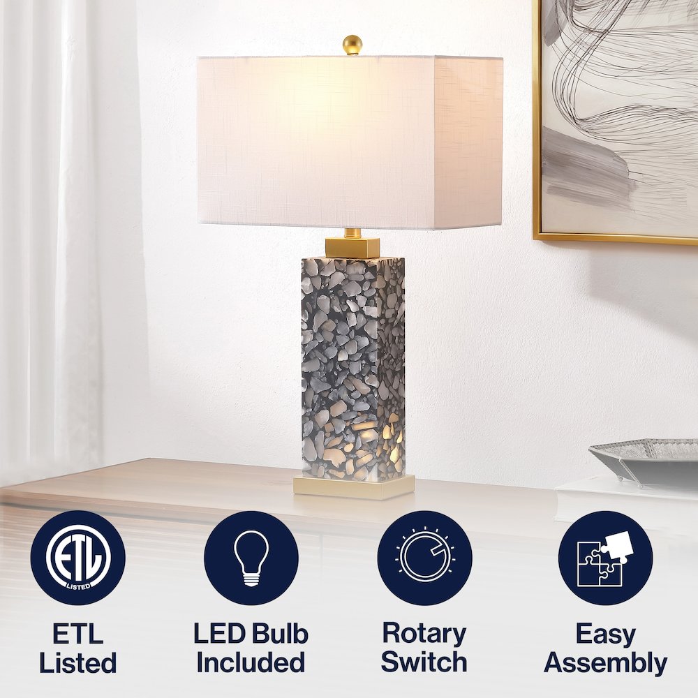 Elizabeth Alabaster Terrazzo LED Table Lamp with Nightlight Base. Picture 6