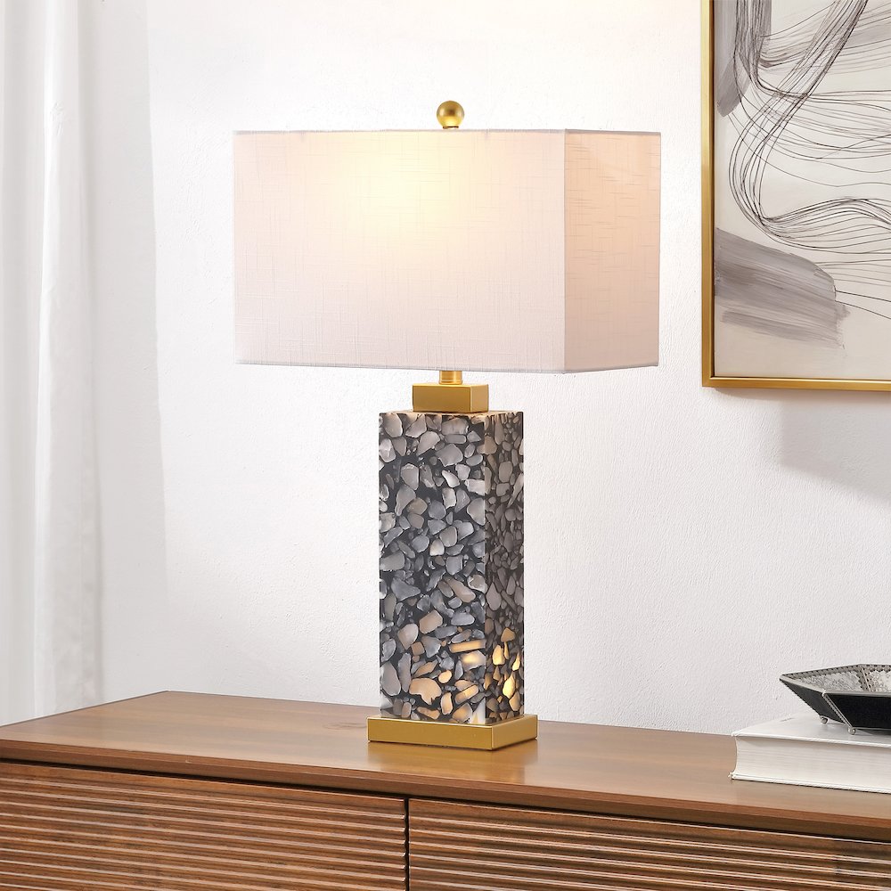 Elizabeth Alabaster Terrazzo LED Table Lamp with Nightlight Base. Picture 2