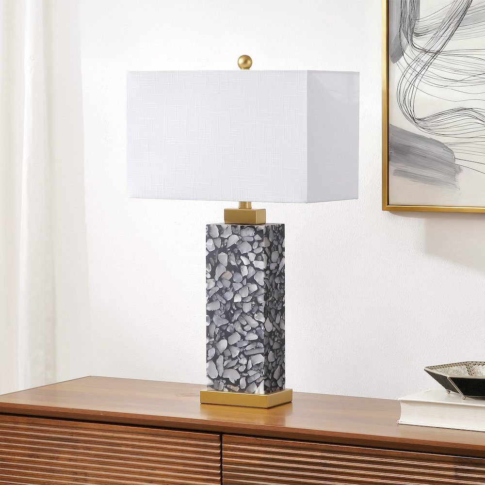 Elizabeth Alabaster Terrazzo LED Table Lamp with Nightlight Base. Picture 8