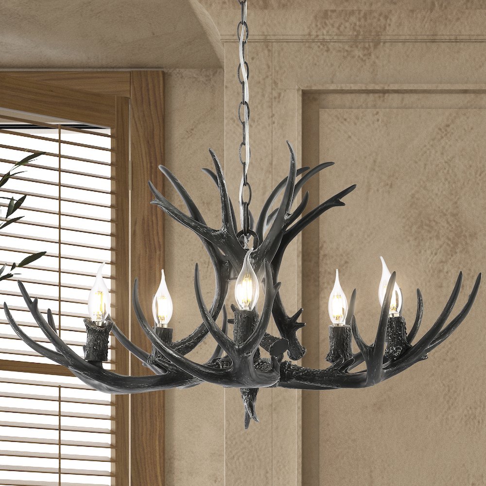 Eldora Adjustable Resin Antler Led Chandelier. Picture 9